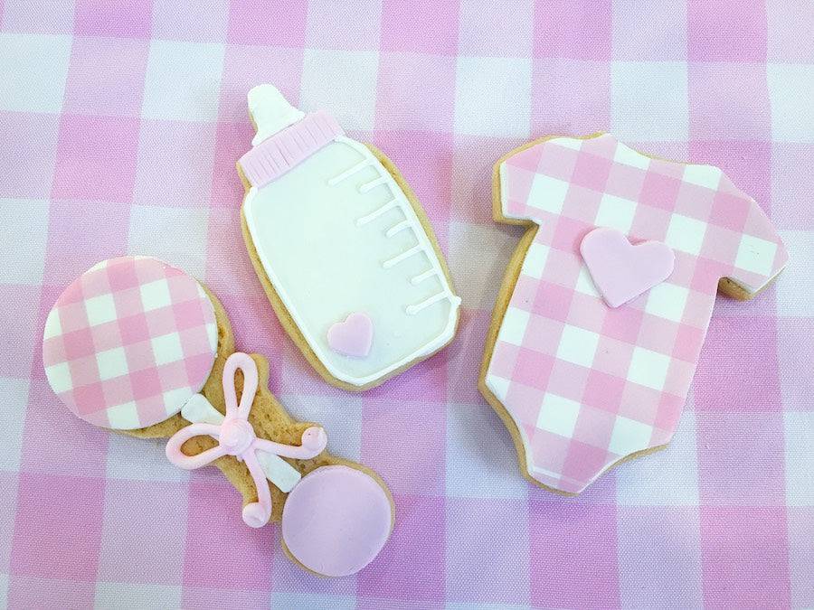 Pink gingham baby shower sales decorations