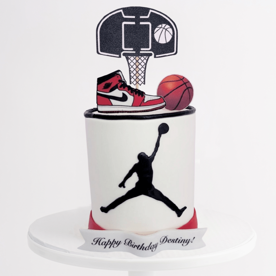 LV supreme with Air Jordan 1 Bred shoe cake.  Shoe cake, Shoe cakes, Cake  designs birthday