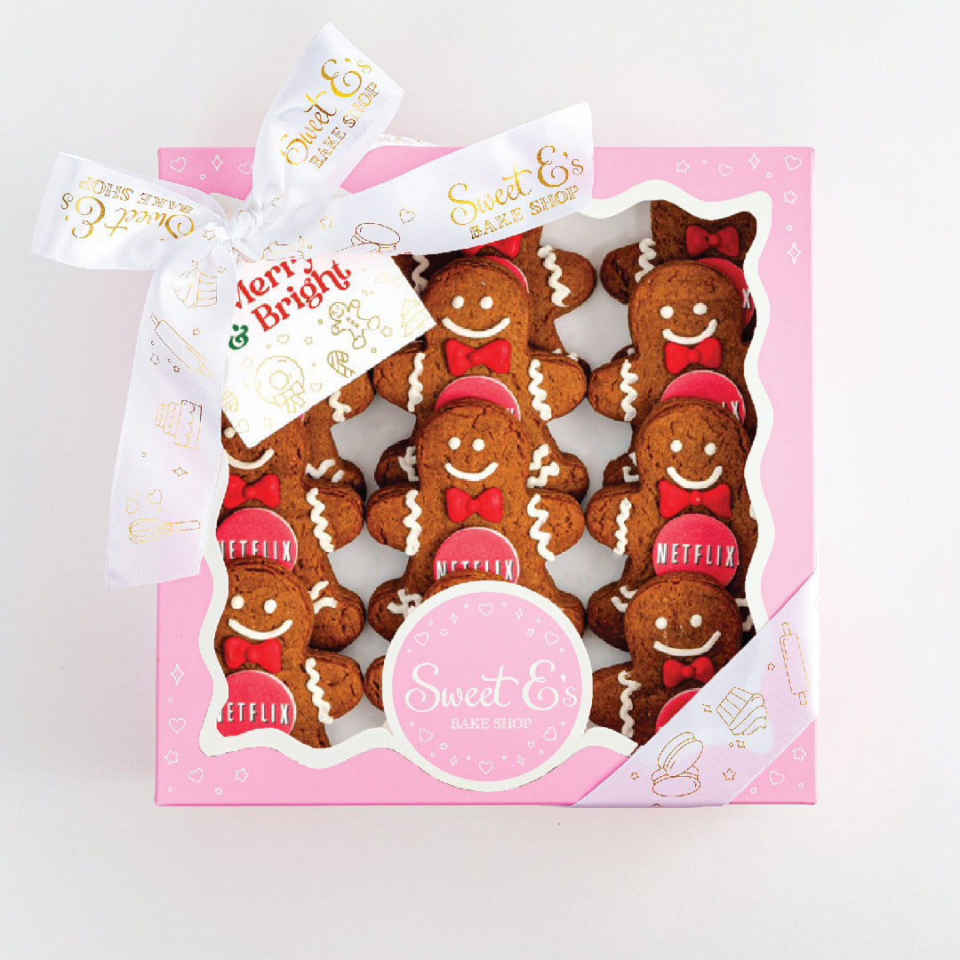 Gingerbread Man Logo Cookie Gift Box | 12 Pack | Upload Your Artwork - Sweet E's Bake Shop - Sweet E's Bake Shop