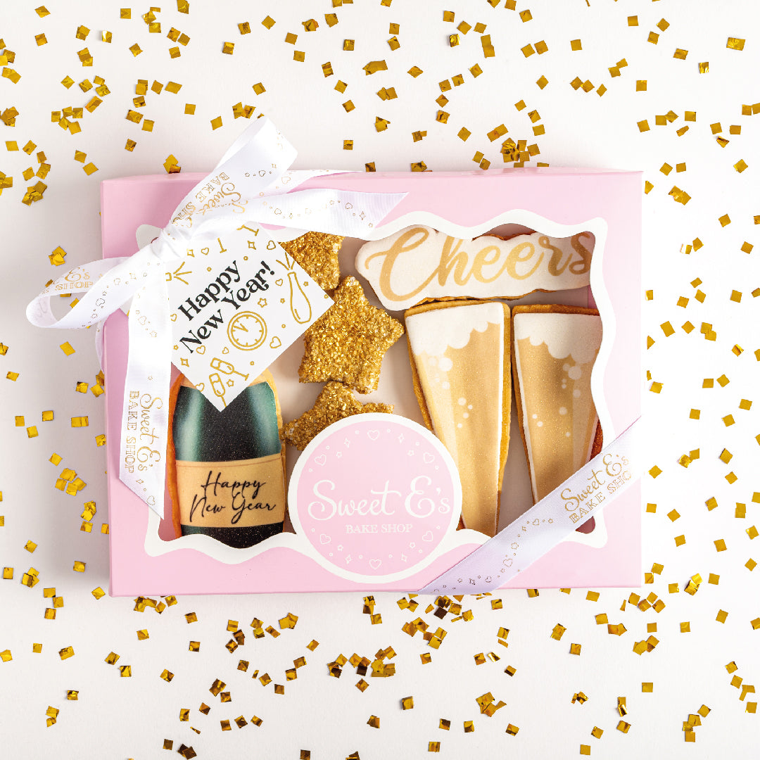 Cheers To The New Year Glam Cookie Gift Box - Sweet E's Bake Shop - Sweet E's Bake Shop