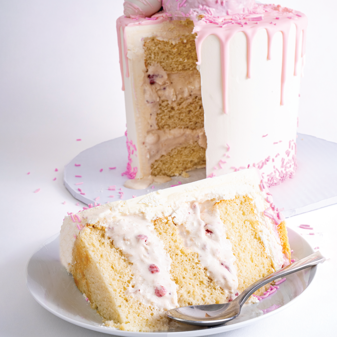 Strawberry Vanilla Ice Cream Cake - Sweet E's Bake Shop - The Cake Shop