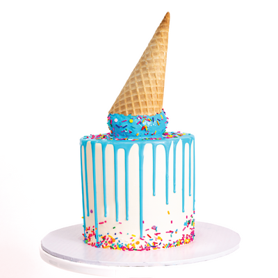 Vanilla Confetti Ice Cream Cake | Choose Your Drip Color - Sweet E's Bake Shop - The Cake Shop