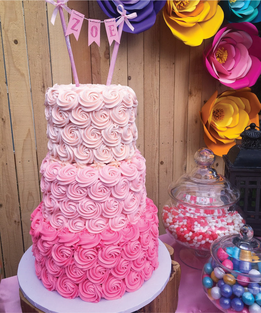 Pink Ombre Rosette Cake