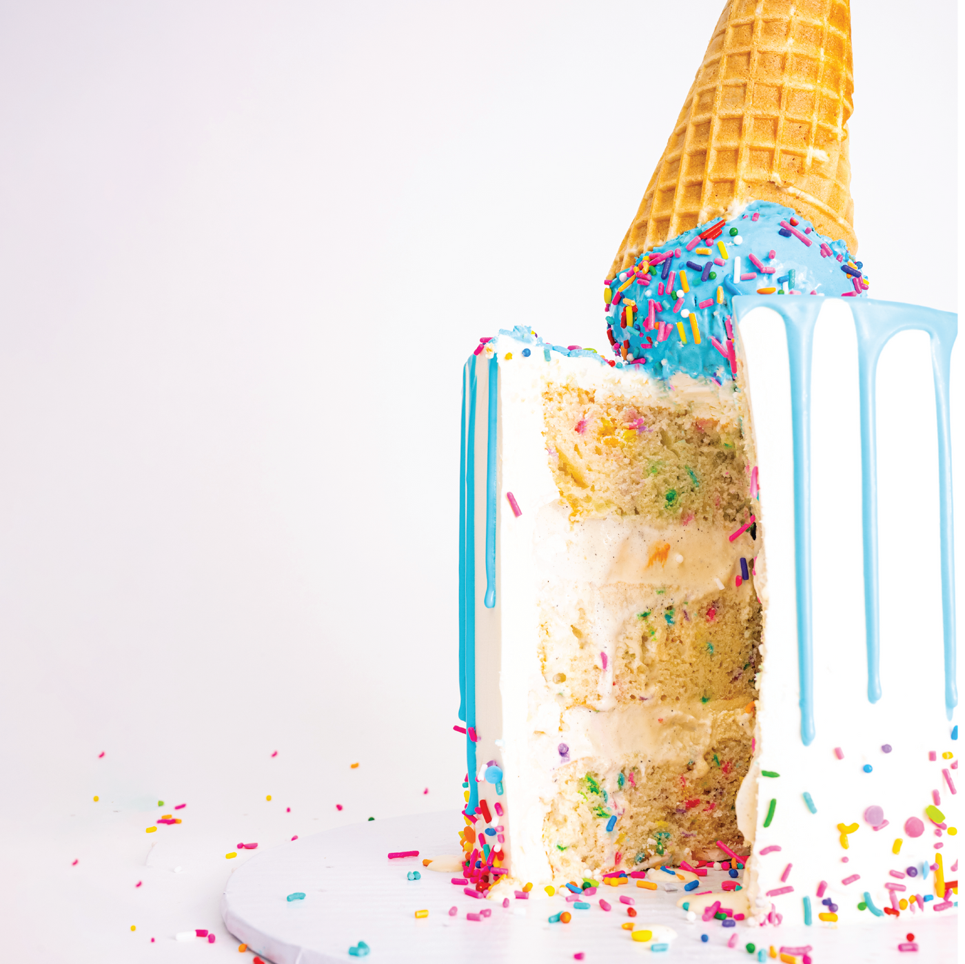 Vanilla Confetti Ice Cream Cake | Choose Your Drip Color - Sweet E's Bake Shop - The Cake Shop