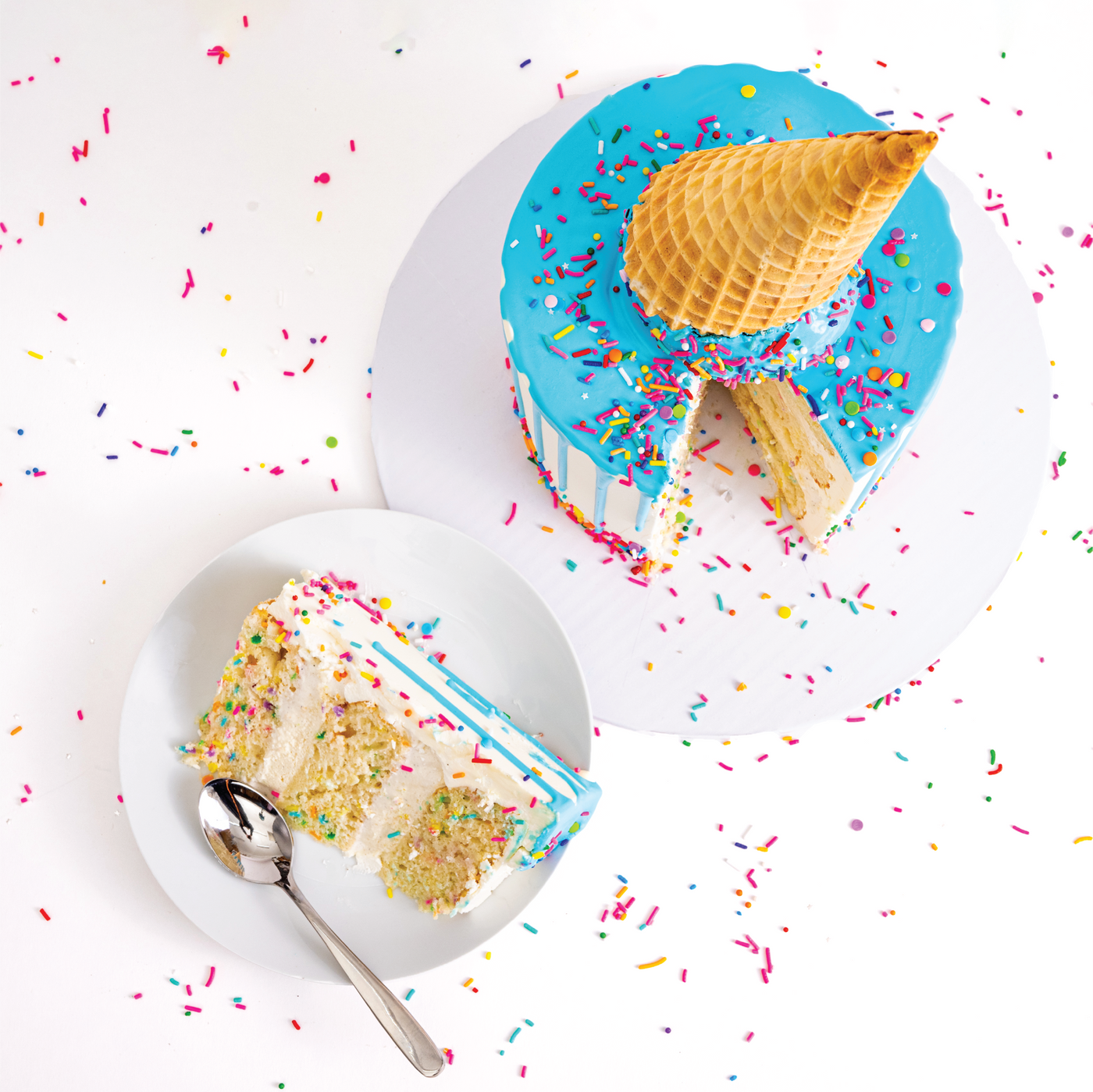 Vanilla Confetti Ice Cream Cake | Choose Your Drip Color - Sweet E's Bake Shop - The Cake Shop