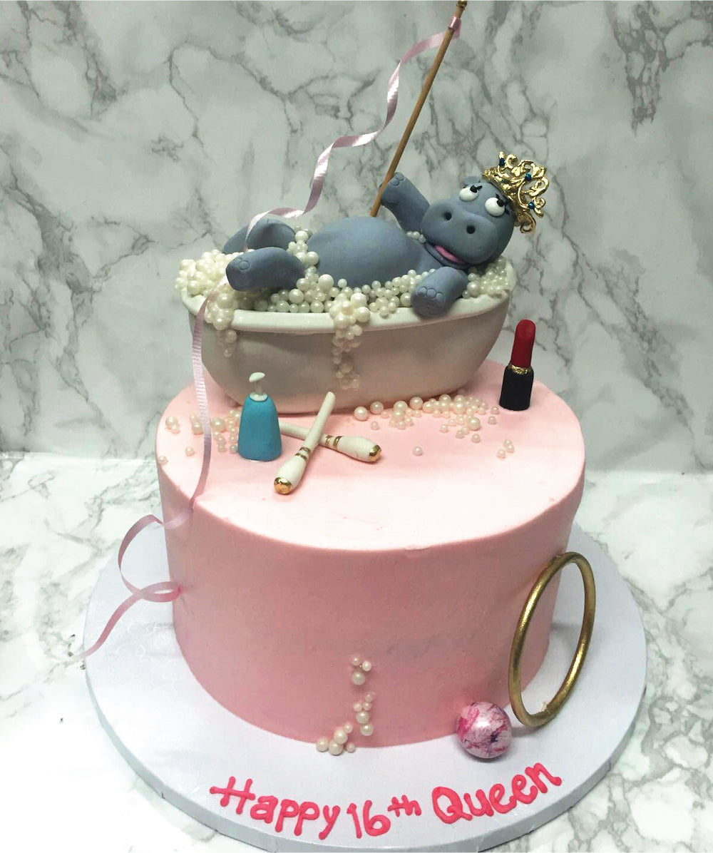 Hippo Mini Fondant Birthday Cake | Penny's Food Blog