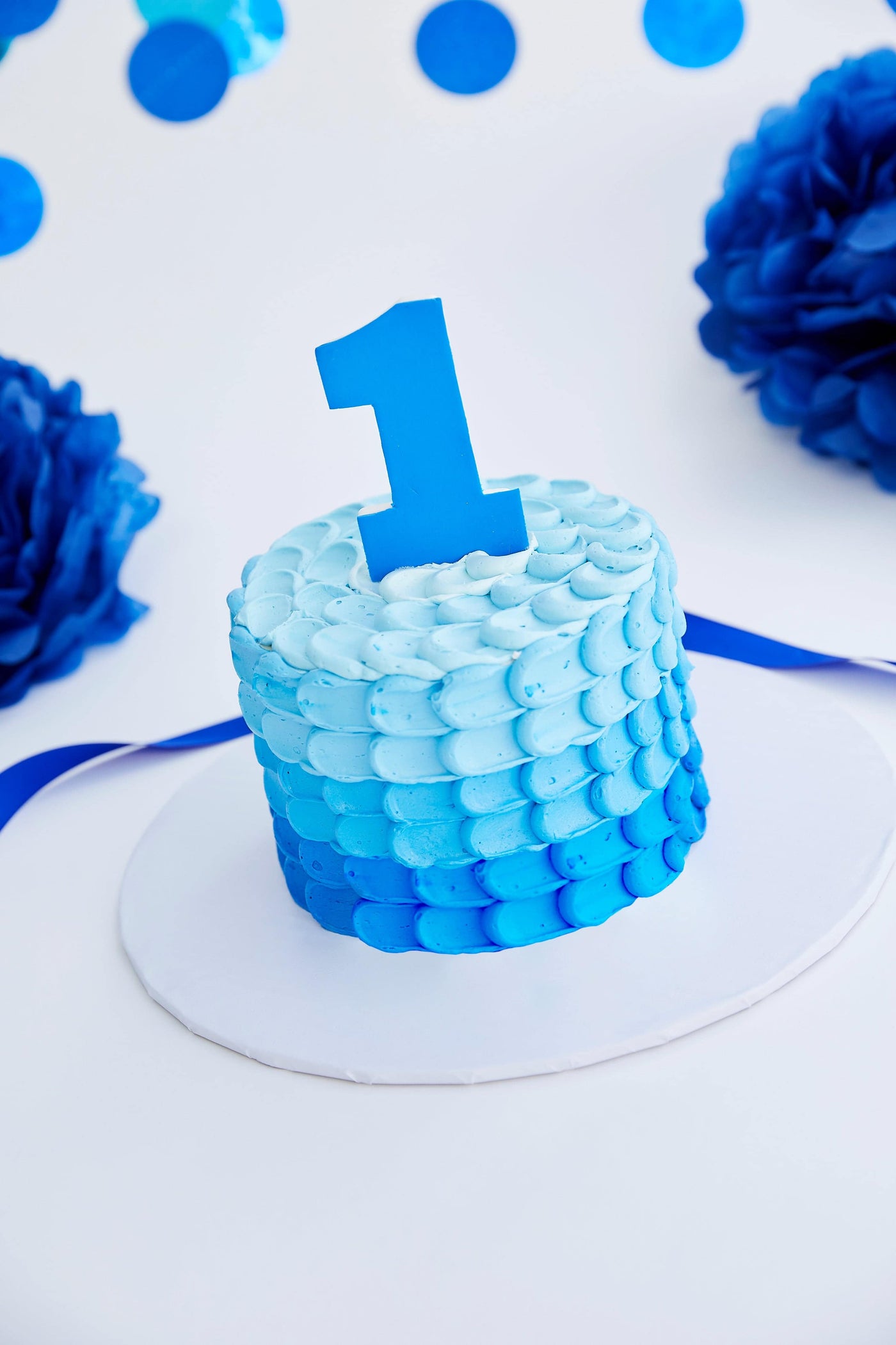 21st Birthday Ombre Cake (Blue White Theme) – BakeAvenue