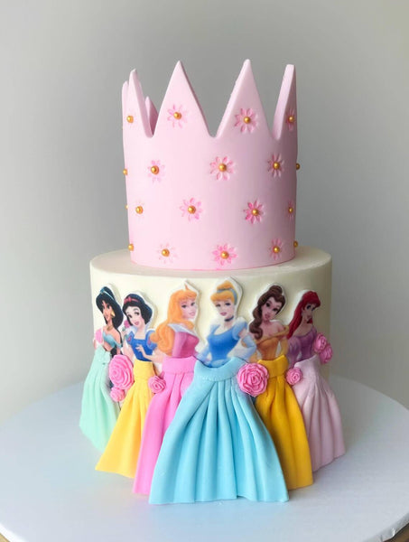 Amazon.com: Cakecery Disney Princess Snow White Cinderella Aurora Jasmine  Tiana Rapunzel Edible Cake Image Topper Birthday Cake Banner 1/4 Sheet :  Grocery & Gourmet Food
