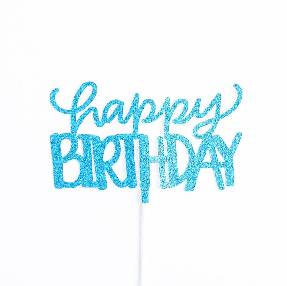 Happy Birthday Cake Topper | Blue