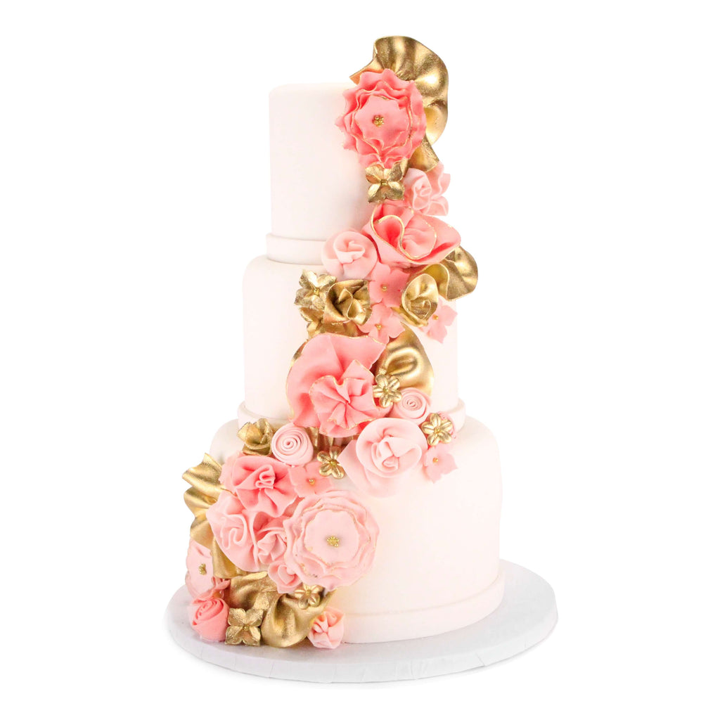 Pink & Gold Flower Cake
