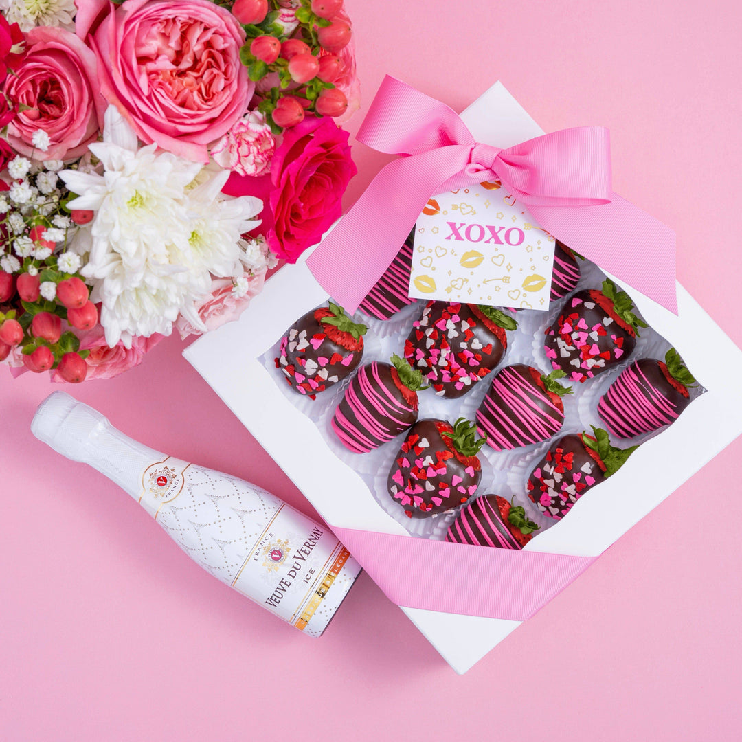 Rose box filled with white chocolate high quality dipped strawberries (OC AND LA Deliveries in the State of California Only)