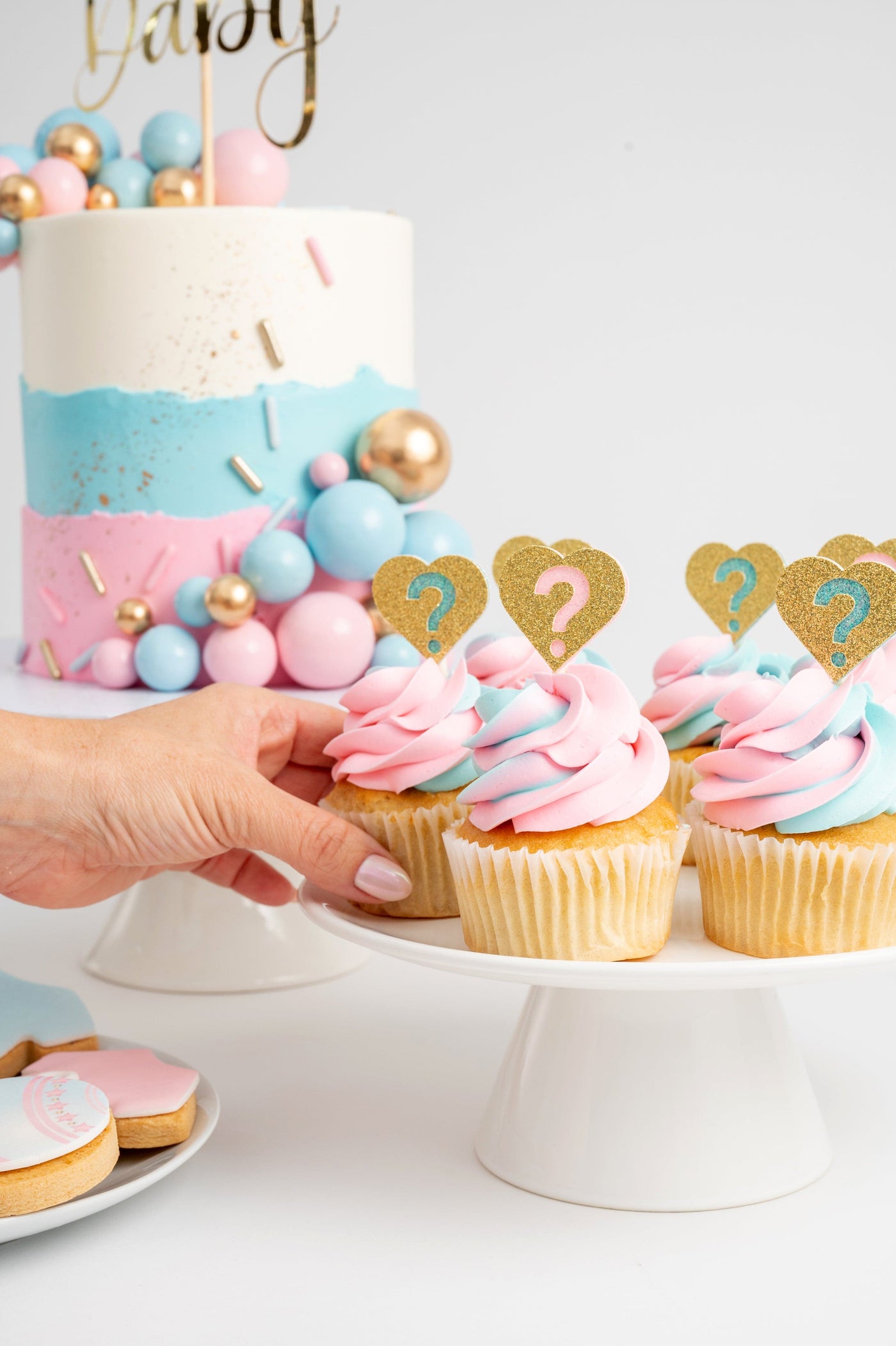 Gender Reveal Layer Cake - Classy Girl Cupcakes
